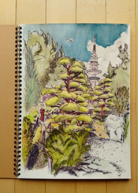 Planten un Blomen, Japanese Garden, Pitt Pen & Watercolor.